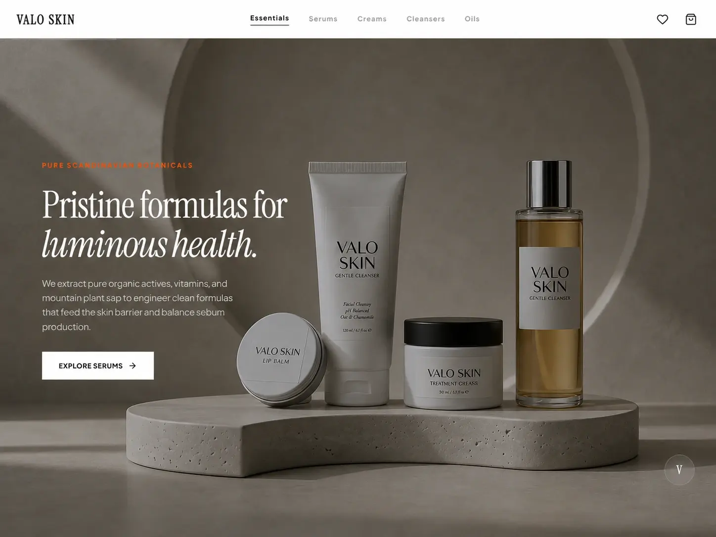 Premium skincare e-commerce website mobile view