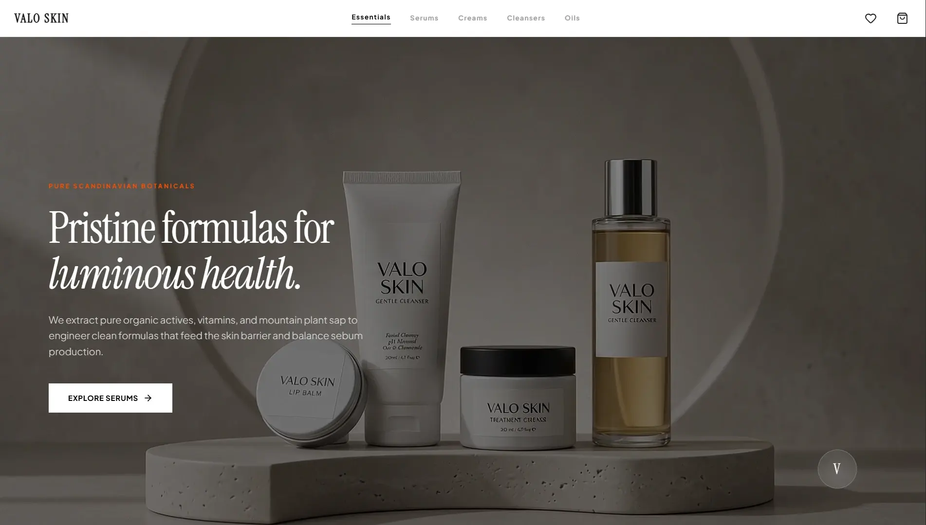 Skincare brand e-commerce website overview